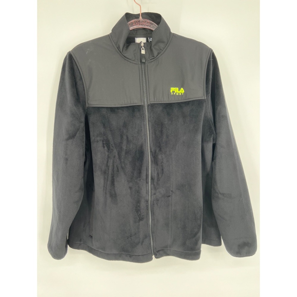 FILA Fleece Jacket Full Zip Black Large Womens Sz XL - Warm and Cozy!